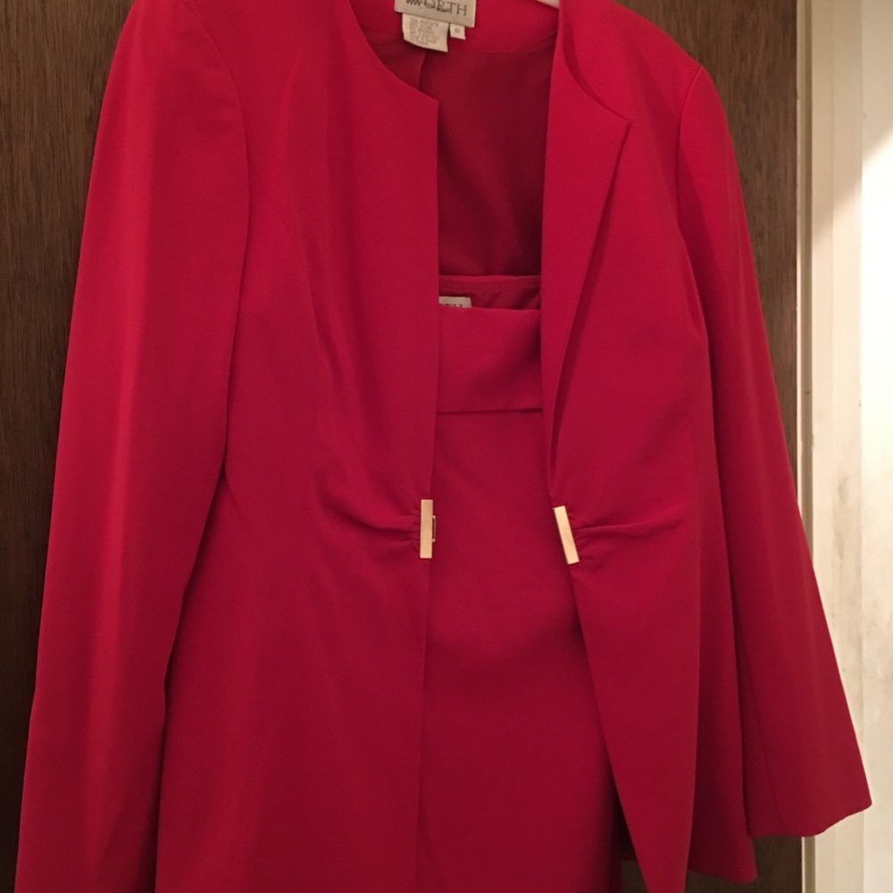 Red Worth NY Gown and Jacket with gold closure